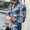 Camisas casuales para hombres Fashion Boutique Print Slim Fit para hombre Camisa de manga larga de gama alta Social Brand Men Club Prom # 3263m