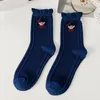 Chaussettes japonaises imprimées de dessins animés pour femmes, Kawaii, mignonnes JK Lolita, douces filles, à volants, Harajuku, Vintage, Streetwear, longues