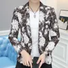 Ternos masculinos hoo 2023 outono impresso blazer juventude camuflagem magro bonito