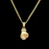 Boxing Glove Diamond Pendant Charm Necklace Sport Boxing Jewelry 316L Stainless Steel Gold Color Chain For Men295N