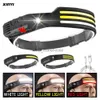 Head lamps Multi-function Sensor Headlamp COB Head Lamp Flashlight Outdoor USB Rechargeable Waterproof Headlight 5 Lighting Modes Torch HKD230926