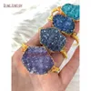 Bangle Mermaid Gift Blue Purple Crystal Druzy Women Justerbara smycken Valentine Love