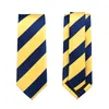 Neck Ties Fashion Casual Yellow and Navy Blue Striped Ties For Men 7cm Standard Necktie Wedding Party Cravat with Gift Box 231013