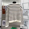 Women's Sweaters C Lin same black and white stripe contrast color knitted cardigan women's round neck single breasted sweater coat L230922