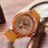Wristwatches 2023 Unique Design 7 Colors Quartz Nature Wood Dial Arabic Numerals Leather Band Strap Cool Modern Men Women Gifts