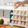 Supports de stockage Racks Boîte de rangement pour œufs Tiroir rabattable à 3 couches Gestionnaire d'œufs Grande capacité 30 cellules Support à œufs Réfrigérateur Plateau à œufs latéral Matière organique 230921
