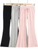 Pantaloni da donna GAGA Girl Pink Flare 2023 Autunno sexy a vita alta con lacci elastici in cotone sottile casual coreano IG0Q 230922