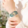 Wristwatches Women Watch Rhonestone Flower Butterfly Decor Stainless Metal Quartz Movement Round Dial Wrist Bangle For Woman