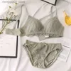 BRAS SETS BRA Panty Set Sexy Lace Panties Lingerie Femme Underwear Set Push Up Thin 3/4 Triangle Cups BRALETTE HOLLOW OUT BROSS POCHEOM Q230922