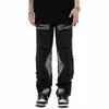 Herenjeans Hi Street Destroyed Cargo met gaten Mode streetwear gescheurde denim broek Loose Fit noodlijdende broek