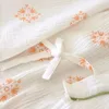 Sexig pyjamas japansk stil kimono kvinnor pajamas 2 set söt blommor tryck pyjamas tre fjärdedel ärm kvinnlig 100% bomullsgas hemkläder 230922