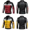 Männer Leder Faux Männer Gelb PU Jacke Patchwork Biker Jacken Casual Zipper Mantel Männliche Motorrad Slim Fit Pelz Gefüttert outwear 230922