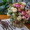 Weihnachtsdekorationen Köpfe Seide Teerose Künstliche Blumen Brautstrauß für Hausgarten Hochzeitsdekoration Blume R230922