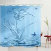 Shower Curtains Blue Floral Shower Curtain Watercolor Flower Bath Curtain Polyester Fabric Waterproof Bathroom Curtains with Hooks Bath Screen 230922