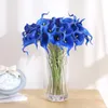 Flores decorativas 20pcs artificial calla lírio falso buquê de casamento branco flor de toque real para casa de noiva (azul)