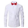 Chemises habillées pour hommes Hommes Mariage Tuxedo Manches longues Boutons de manchette français Swallowtail Fold Dark Button Design Gentleman Chemise Blanc Rouge Noir 230921