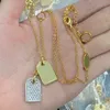 Womens Couple Long Necklace Checkered Carved Double Colors Pendant Mens Military Brand Sweater Chain Fashion Jewelry Accessories Gift Wholesale Retail HLVN6 --01