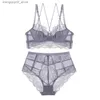 BH's Sets Dames Hoge taille slipje Bh-set Sexy kant Geborduurd ondergoed Dames Elasticiteit Doorzichtige lingerieset 2 stks/pak CYHWR Q230922