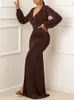 Basic Casual Dresses Elegant Evening Long Patry Gown Sexy Deep V Sleeve Mermaid Bodycon Split Maxi Robe Femme 230922