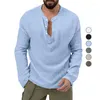 Casual herenoverhemden, nauwsluitend bubbeldoek, effen kleur, overhemd met lange mouwen, losse knopen, trendvoorraad 2023 mouwen