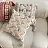 Pillow Bohemian Home Decorative Cotton Linen Case 45x45 Embroidery Tufted Tassel Pillowcase Macrame Cover