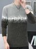 Men's Sweaters Casual Sweater Round Neck Knitted Imitation Wool Pullover Jacquard Long Sleeve Winter Mens Clothing Knitwear A35