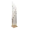 8アームゴールドの燭台ウェディングデコレーションロードリードセンターピースキャンドルスティックホルダーとガラスシリンダーチューブ