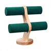 Jewelry Boxes Fashionable Double Layer Solid Wood Display Rack Women S Bracelet Stand Dark Green Black Beige 230921