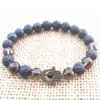 MG0759 Hamsa Lava Stone Smoky Quartz Bracelet Fatima's Hand Bracelet Spiritual Healing Root Chakra Wrist Mala Yoga Jewelry228m