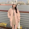 Trench da donna Cappotto in pelle PU rosa da donna 2023 Primavera monopetto O-collo Allentato stile coreano Casual dolce giacca a vento 8897