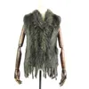 Women s Fur Faux high quality Retail wholesale Raccoon Dog Collar Trim Women Knitted Natural Rabbit Vest Gilet waistcoat 230922