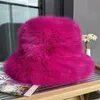 Bola Caps Faux Fur Hat Womens Elegante Outono e Inverno Fur Fisherman Hat Coreano Sênior Quente Bucket Chapéu Cor 230921