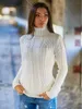 Women's Sweaters Wholesale-Womens Fashion Autumn Winter Turtleneck Twist Long Sleeve Solid Color Cute Casual Slim Knit Sweater Pullovers Tops Sweater M0458 L230922