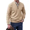 Men's Sweaters Zipper Jumpers Men White Pullovers Autumn Winter Spring Sweater Turtleneck Streetwear Y2k Tops Short Jumper