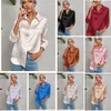 Camicette da donna Elegante raso con stampa leopardata Jacquard Primavera Autunno Camicetta a maniche lunghe Donna Top Camisas Donna Abbigliamento Camicia Blusa