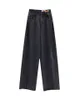 Женские джинсы, женские мешковатые длинные черные широкие брюки в стиле Харадзюку, уличная одежда, винтажные джинсовые брюки с высокой талией, большие карманы, Y2k Feamle