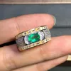 Wedding Rings Natural Emerald Ring 925 Silver Man Luxurious Atmosphere Dignified and Elegant 230922