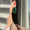 Stud Huanzhi na moda couro metal torcido tecer geométrico circular hoop brincos preto branco verde para mulheres meninas festa jóias 230922