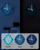 Horloges murales luxe vintage damass motif ciel bleu lumineux pointeur horloge à la maison ornements ronds de salon silencieux décor