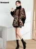 Womens Fur Faux Nerazzurri Inverno Grosso Quente Macio Colorido Leopardo Cópia Real Mink Casaco Mulheres Gola Luxo Designer Roupas 230922