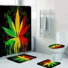 Rideaux de douche Jamaïque Lion salle de bain décor Rasta Reggae Art salle de bain rideaux de douche ensemble rastafari tapis de bain tapis tapis toilette Cortina Ducha 230922