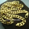 18k yellow gold GF mens womens solid chain Necklace w curb ring link N222243w