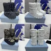 Bottes de neige Monolith de styliste pour femmes, bottines à plateforme, apparence à la mode, montre en rafale, chaussures supérieures noires et blanches avec boîte