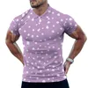 Erkek Polos Pembe Dalmatian Baskı Sıradan T-Shirts Polka Dotlar Polo Gömlek Yaka Retro Gömlek Erkekler Özel Giyim Artı Boyut