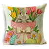 Kudde Easter Series Case Colored Eggs Flower Print Holiday Decoration SOFA Cover 40/45/50cm