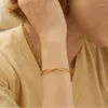 Link Armbänder Gefälschte Büroklammer Edelstahl Armband Für Frauen Einfache Gold Farbe Kurz Auf Hand frauen Schmuck Großhandel C029