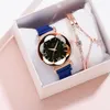 Marca MULILAI, reloj estrellado brillante, cielo luminoso, cuarzo, encantadores relojes para mujer, banda de malla magnética, esfera de flores, elegante Ladies288C