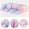 Girl Zipper Gift Kids Soft Makeup Pouch Pen Holder Large Capacity Pencil Case Student Cute Fluffy Bag Plush Rainbow Storage