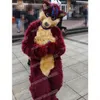 Halloween Red Long Fur Husky Mascot Costume Carnival Easter Unisex Outfit Adults Size Christmas Birthday Party Outdoor Dress Up Promotional Props