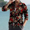 Camicie Casual da uomo Camicia stampata rosa 3D Bottone bavero Manica lunga per uomo Moda vintage Abiti maschili Streetwear Top di lusso